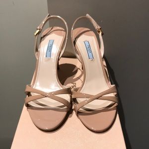 Prada nude strappy sandal pumps
